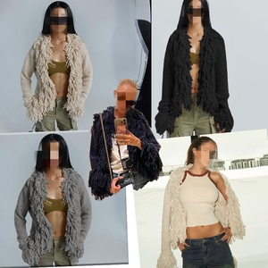Q23tp379秋冬新款时尚多毛长袖套头衫纯色紧身休闲街装女式套头衫