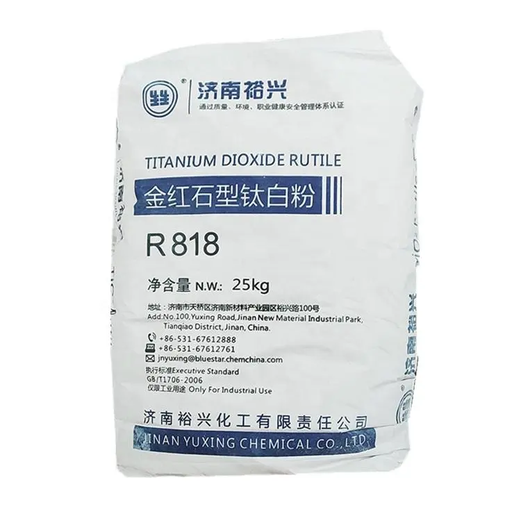 Dióxido de titanio de alta calidad rutilo r818 TiO2 superventas dióxido de titanio rutilo 25kg bolsa precio 818 para tintas y recubrimiento