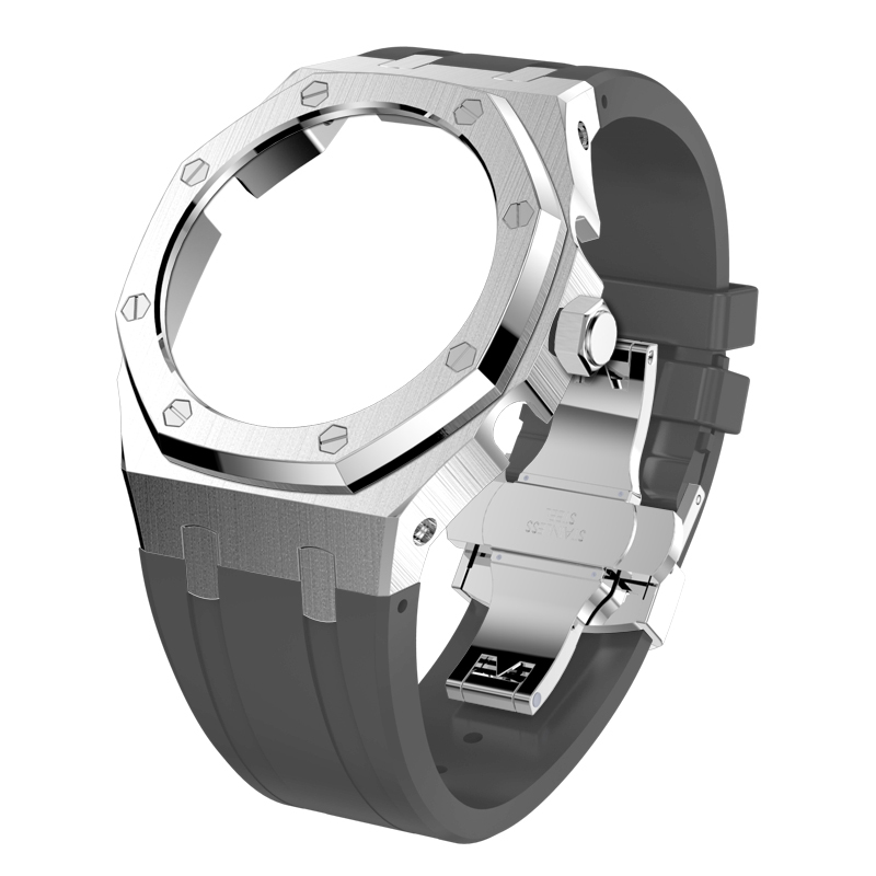 Silver case grey strap