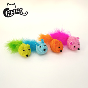 Manufacture Wholesale Colorful <strong>Catnip</strong> Mice Toy with Feather Cat Toy - Product Image 2