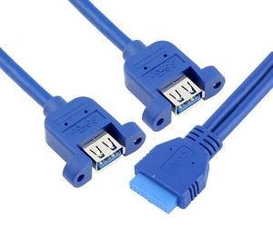 Cable adaptador USB 3,0 hembra de 2 puertos a 20 pines IDC de alta calidad para computadora
