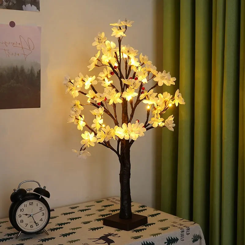 2023 nuovo arrivo lampada albero con fiore di pera illuminata 24 LED Bonsai albero luce USB Lampara LED De Flores per la decorazione di nozze evento domestico