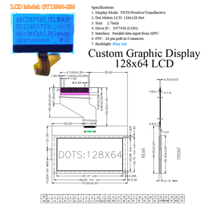 In Stock 128x64 <strong>LCD</strong> Fstn <strong>COG</strong> <strong>LCD</strong> Factory <strong>I2c</strong> Spi St7567 26pin Screen Monochrome <strong>Display</strong> 12864 Mono <strong>LCD</strong> Graphic <strong>Display</strong> - Product Image 2