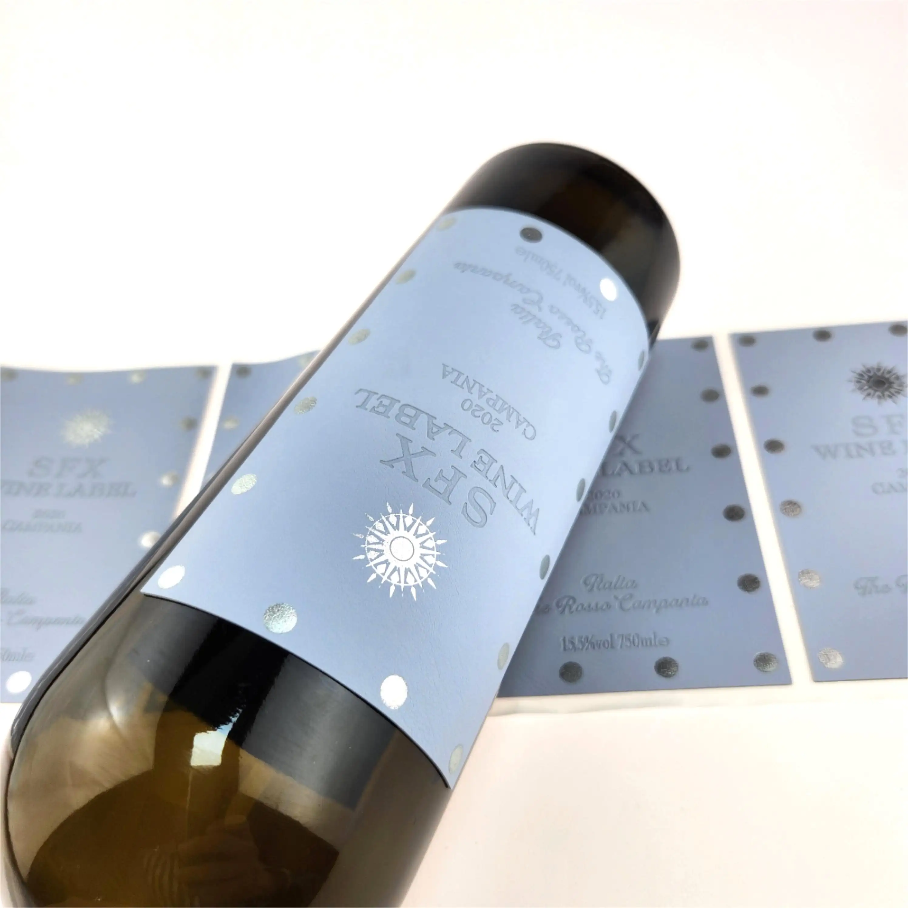 Üreticiler mavi deri çeşitleri özelleştirmek şarap etiketi dokulu deri Debossed doku şarap etiketi kabartmalı özel kağıt