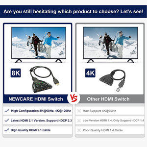 <strong>Hdmi</strong> <strong>2</strong>.1 Switcher 4320P 8K <strong>Hdmi</strong> <strong>Switch</strong> 3 in 1 Out 3 Port <strong>Hdmi</strong> Hub Pigtail Cable for Dvd Hdtv Xbox Ps3 Ps4 - Product Image 6