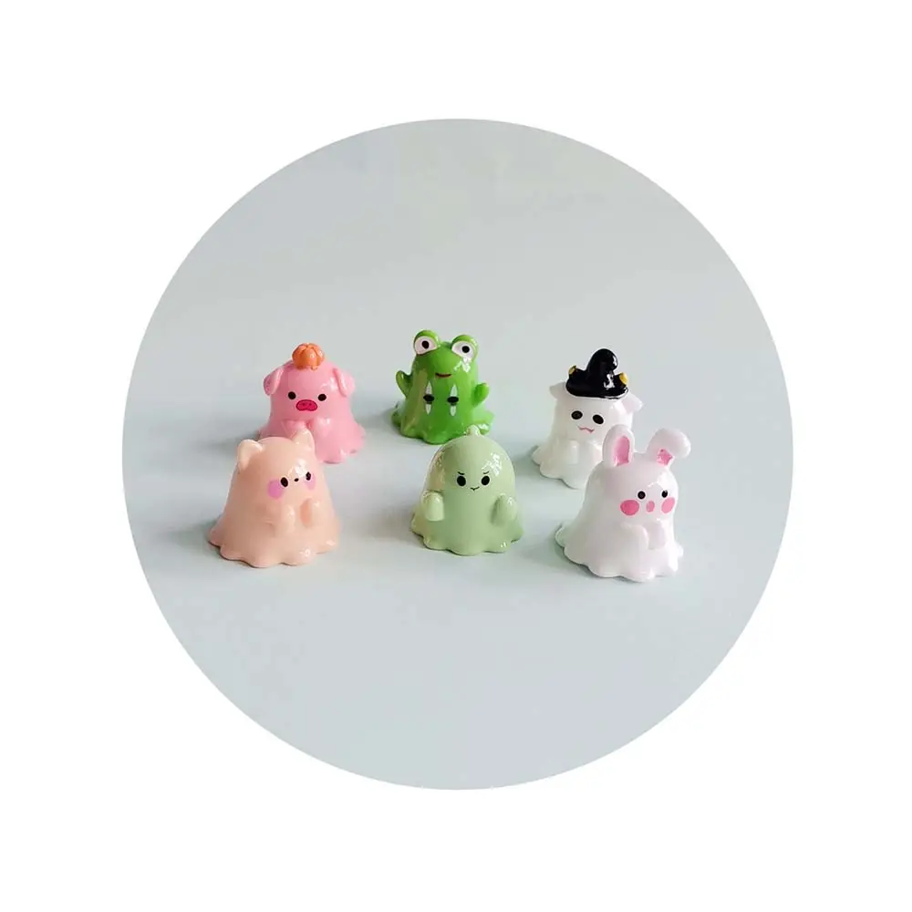 Coelho fantasma de porco, estatueta de animais em miniatura, ornamentos de paisagem para decoração de Halloween, mesa de casa e quarto, engraçado