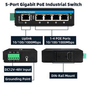 Olycom DC12V ~ DC48V อินพุตกว้าง5พอร์ตสวิตช์อีเธอร์เน็ตกิกะบิตอีเธอร์เน็ต120วัตต์สำหรับงานอุตสาหกรรม