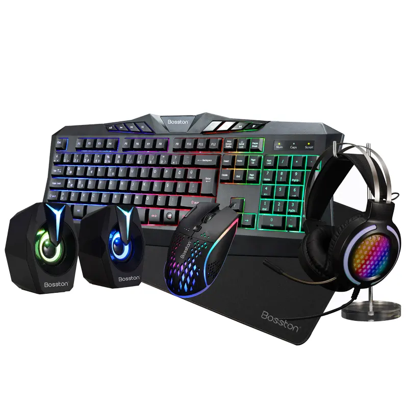 Penjualan Laris Produk 5 In 1 Keyboard dan Mouse Gaming Headset Speaker Mouse Pad Game Usb Kombo