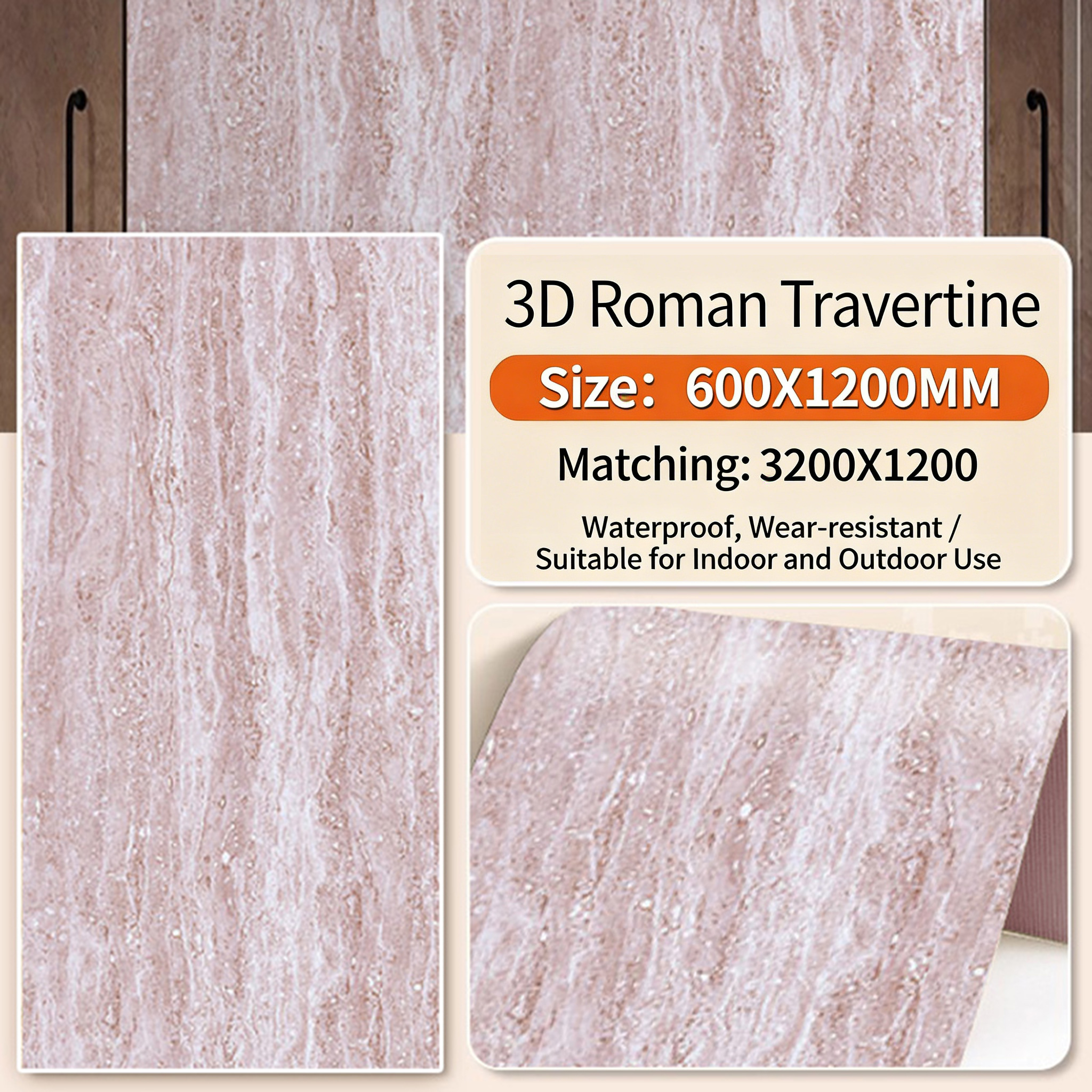 Travertin Romain 3D Rose Glacier