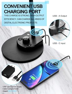 โคมไฟตั้งโต๊ะแบบชาร์จด้วย USB โคมไฟทำงานหรี่แสงได้3สีโหมดโคมไฟอัจฉริยะหรี่แสงได้อัตโนมัติมีความยืดหยุ่นสูงสำหรับคอห่าน