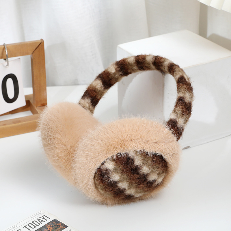 Multicolor camouflage mink folding earmuffs-khaki
