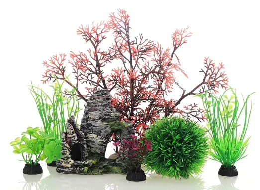 Plástico artificial para aquário, decoração mais vendida de aquário, paisagem, plantas de plástico para aquário, decoração de aquário, tanque de peixes, plantas de plástico