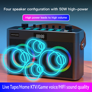 Mini altavoz de karaoke para exteriores con luces LED Tarjeta de sonido inalámbrica Conexión BT para fiestas 30W Salida de potencia Funciona con pilas - Product Image 2