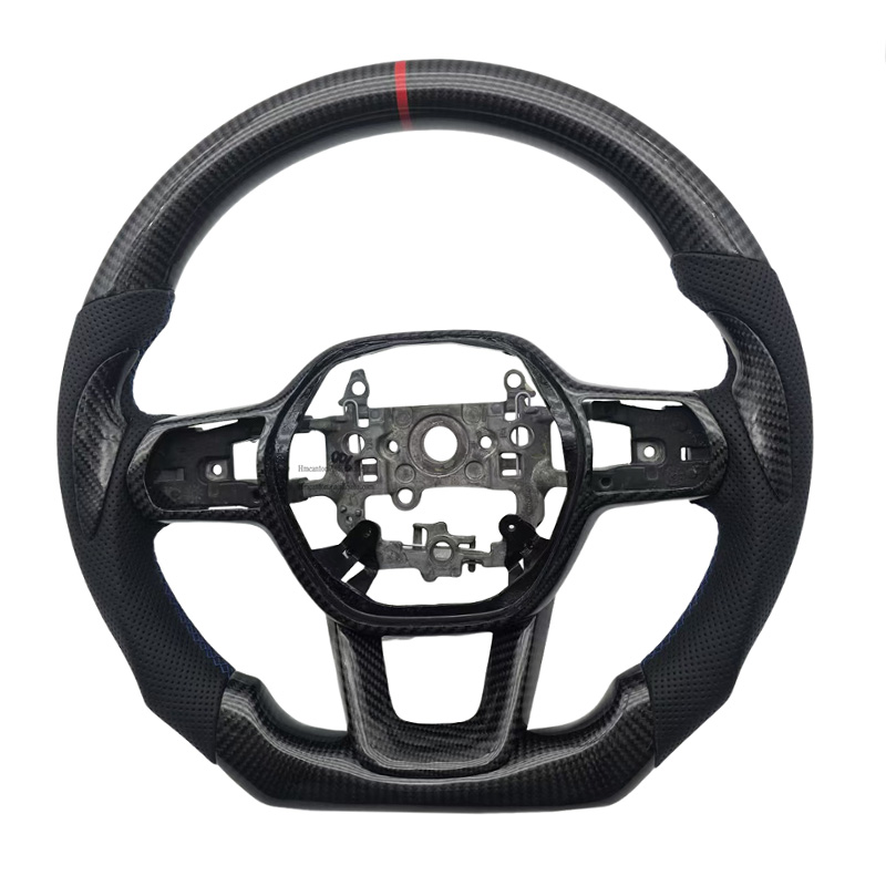 Leather+Carbon Fibre+Grip+red Stitching+blue Stripe