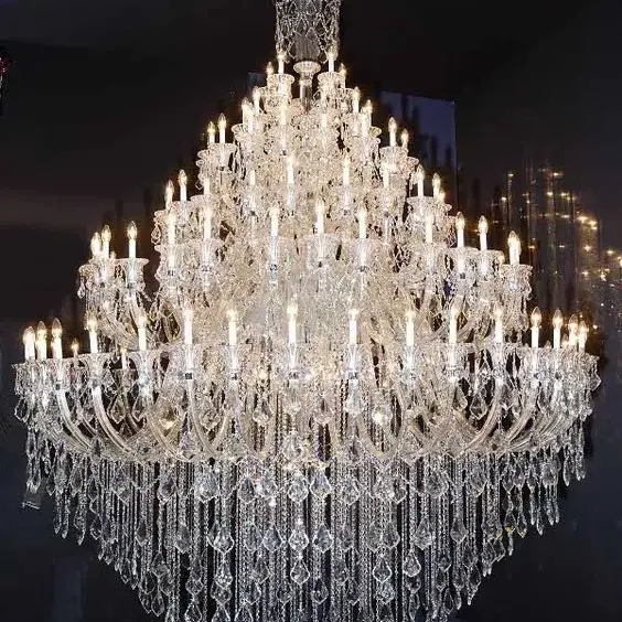 Lampadari moderni in cristallo italiano classico lampadario in cristallo a candela in vetro con paralume lampada a sospensione per hotel