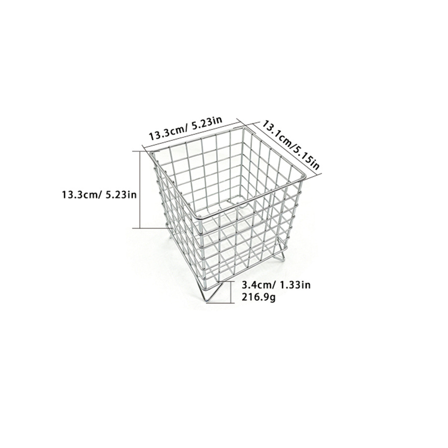 Silver square storage basket