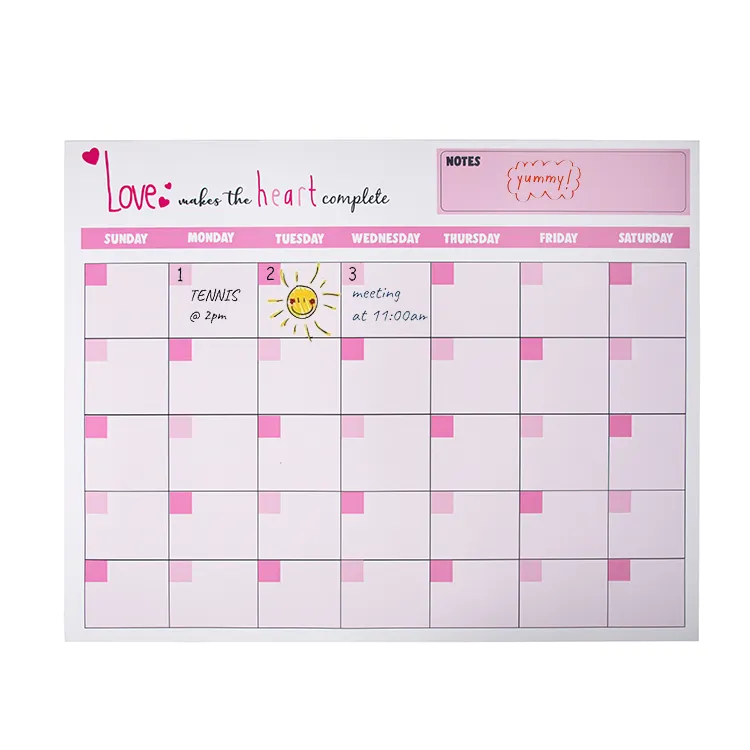 Lavagna magnetica stampata personalizzata cancellabile a secco calendario magnetico settimanale mensile Planner frigo