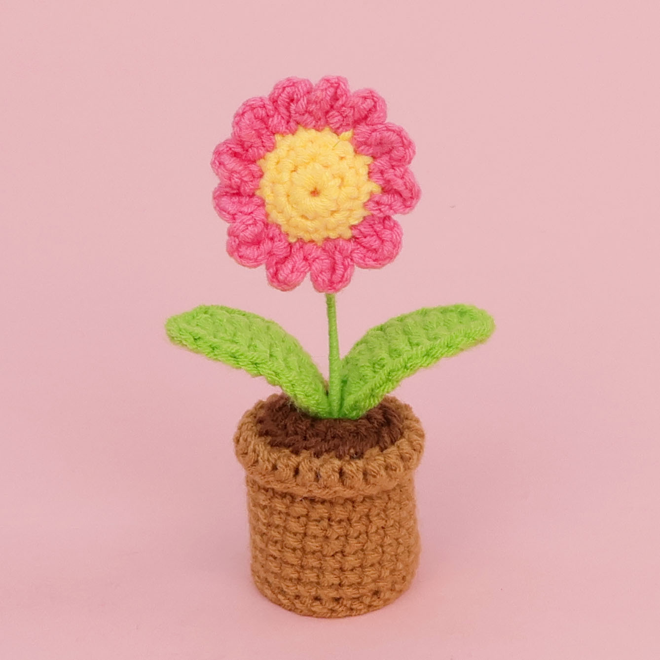 Bassin en laine super mini, rose poudré, motif marguerite.