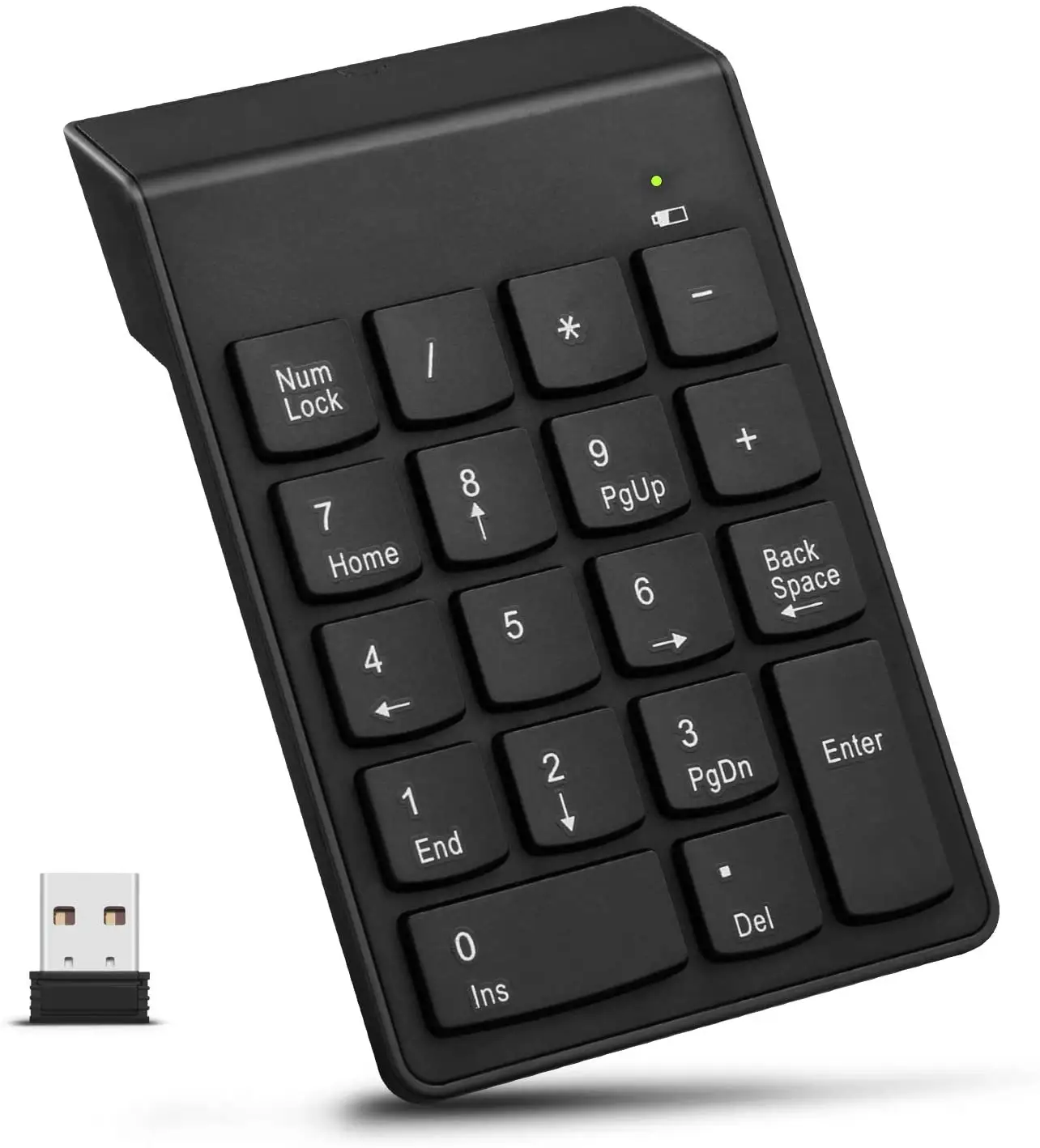 Pad Nomor USB Nirkabel, Tombol Numerik 2.4GHz 18 Kunci Mini Portabel Nomor Masuk Data Pad untuk Laptop Desktop PC Permukaan Komputer