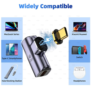 USBCからUSBCへの磁気アダプター24ピンタイプCコネクタサポートUSB4.0PD140W充電USB4ギガバイト/秒データ転送 @ 8Kビデオ - Product Image 4