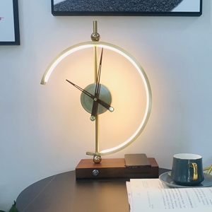 2022 New Arrival Golden <strong>Time</strong> Wireless Charging LED Table <strong>Lamp</strong> with Battery-driven Clock Wireless Charger and USB Port for Phones - Product Image 4