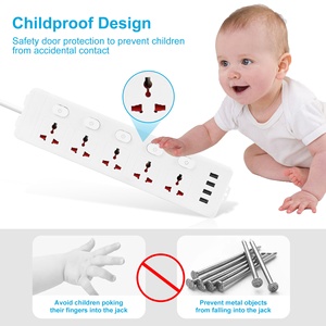 Multifunction White Universal Extension <strong>Socket</strong> 5 Way 4 USB <strong>With</strong> Independent <strong>Switch</strong> Power <strong>Sockets</strong> - Product Image 6