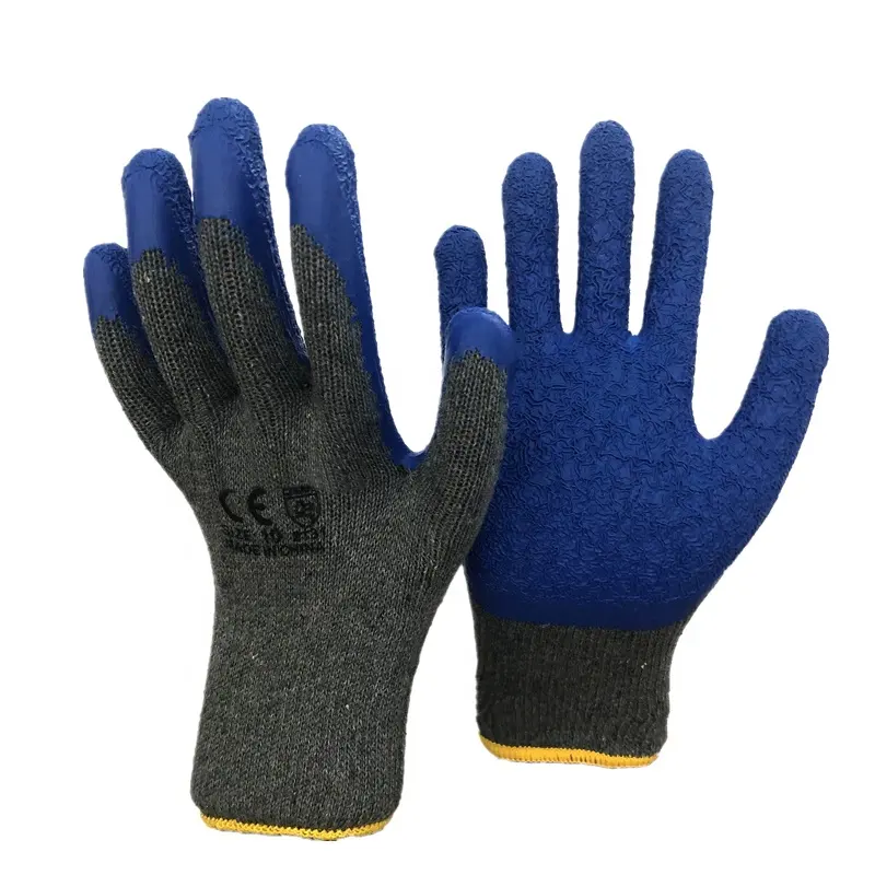 Guantes Recubiertos de látex azul para hombre, resistentes a químicos y aceite, con logotipo personalizado, CE EN 388, para trabajo industrial