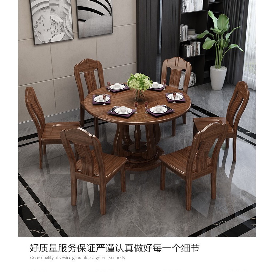 One table and six chairs