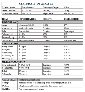 Tự nhiên rượu vang đỏ chiết xuất bột chất chống oxy hóa rượu vang đỏ chiết xuất thực phẩm màu rượu vang đỏ chiết xuất - Product Image 4