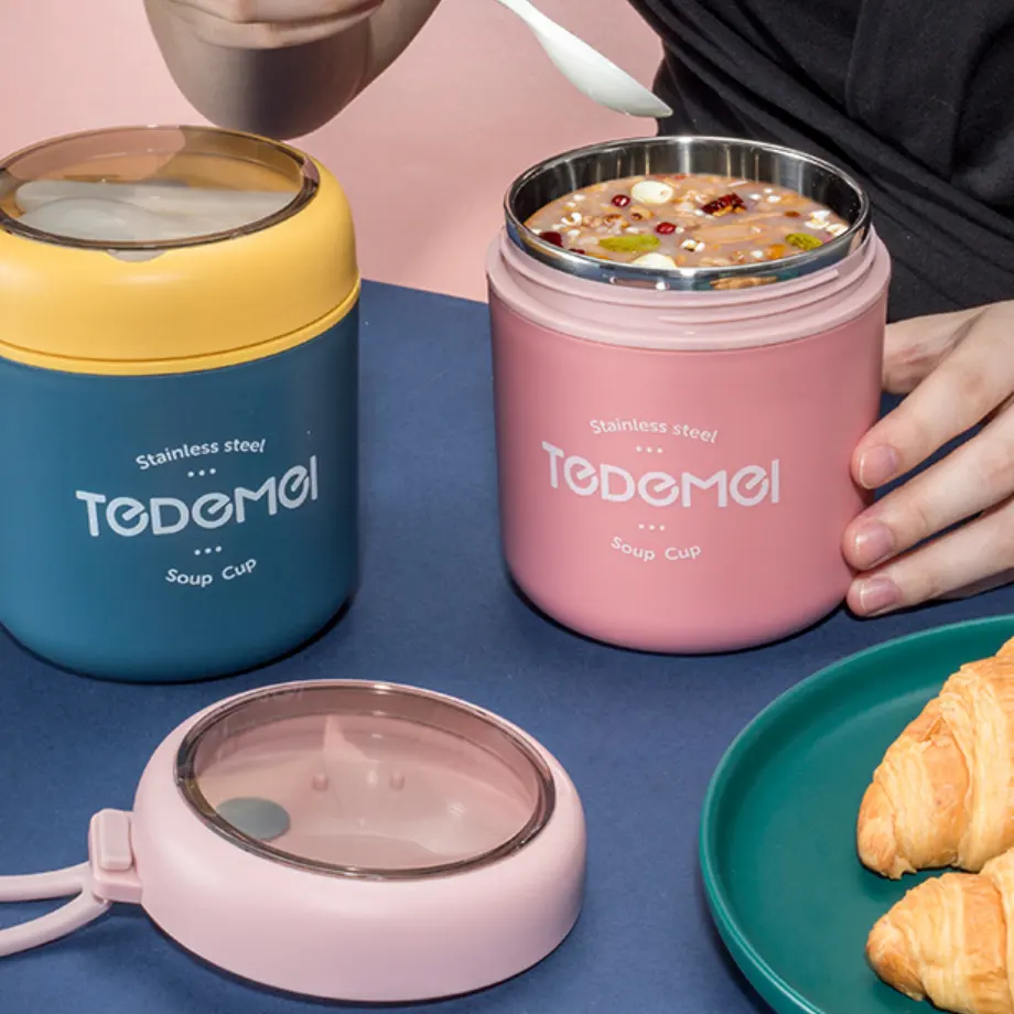 Tragbare runde Edelstahl Vakuum isolierte Brotdose Suppen tasse Edelstahl Food Warmer Thermoskanne