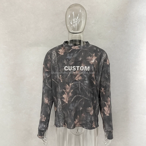 Tùy Chỉnh Thời Trang Dạo Phố 100% Bông Waffle Nặng Quá Khổ Dtg In Ấn Tất Cả Các Hơn In Thêu Ngón Tay Cái Lỗ Crop Áo - Product Image 3