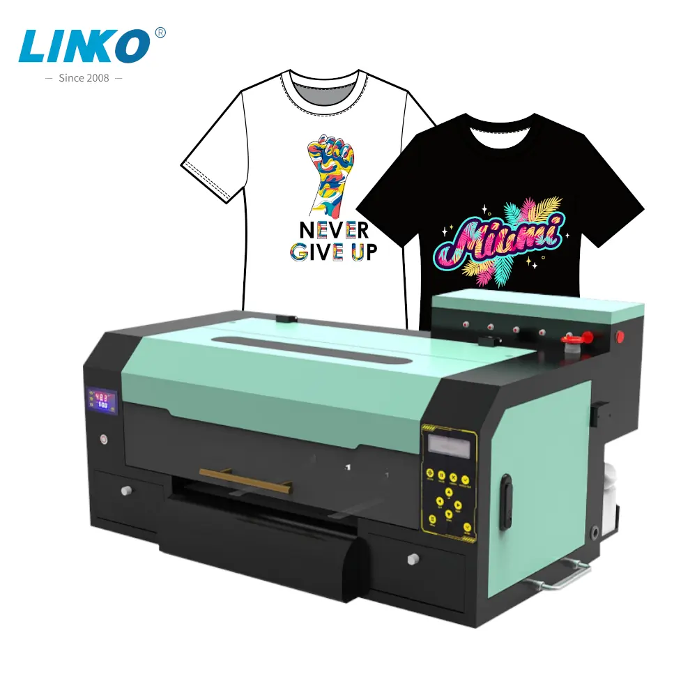 Linko L-402 impressora automática de tamanho pequeno A3 DTF, nova cabeça de impressão automática dupla i1600/XP600 de 30 cm para camisetas, máquina de impressão DTF