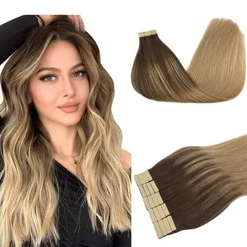 Extensión de cabello humano brasileño Remy sin costuras, cinta de doble estiramiento con clip, extensiones de cabello 100% humano