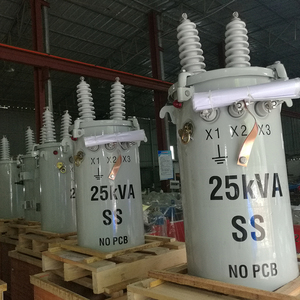 Einphasiger 25-kVA-Leistungstransformator 220V/240V Eingang 440V/11kV Ausgangs säulen zylinder <span class=keywords><strong>Design</strong></span> Aluminium Kupfer Material 50Hz