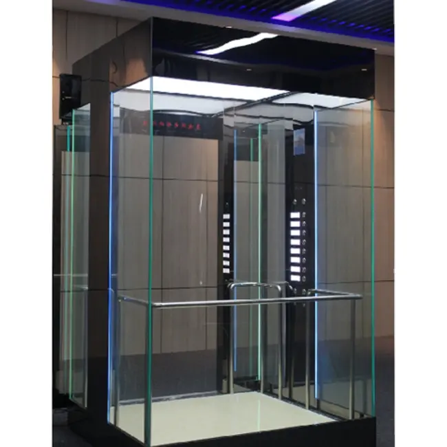 Panorama-Glas-Personen-Aufzug mit großer Kapazität aus Titan-Edelstahl für Wohnhäuser Aufzug Sicherheitsaufzug