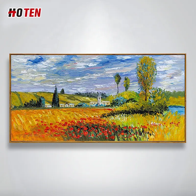 Cuadro pintado a mano, pintura abstracta de paisaje, decoración moderna para sala de estar, venta al por mayor