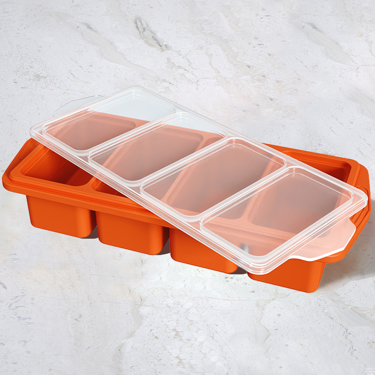 4 anneaux en acier en ligne-orange