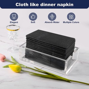 Màu Linen Cảm Thấy Dùng Một Lần Prefold Bữa Ăn Tối Khăn Ăn Với Được Xây Dựng Trong Flatware Túi Cho Bạc Airlaid Giấy Khăn Ăn - Product Image 4
