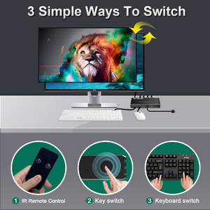 4K @ 60Hz 2x1 HDMI KVM开关HDR & D-olby vision USB3.0 KVM切换器2进1出PC PS5显示器视频开关 - Product Image 3
