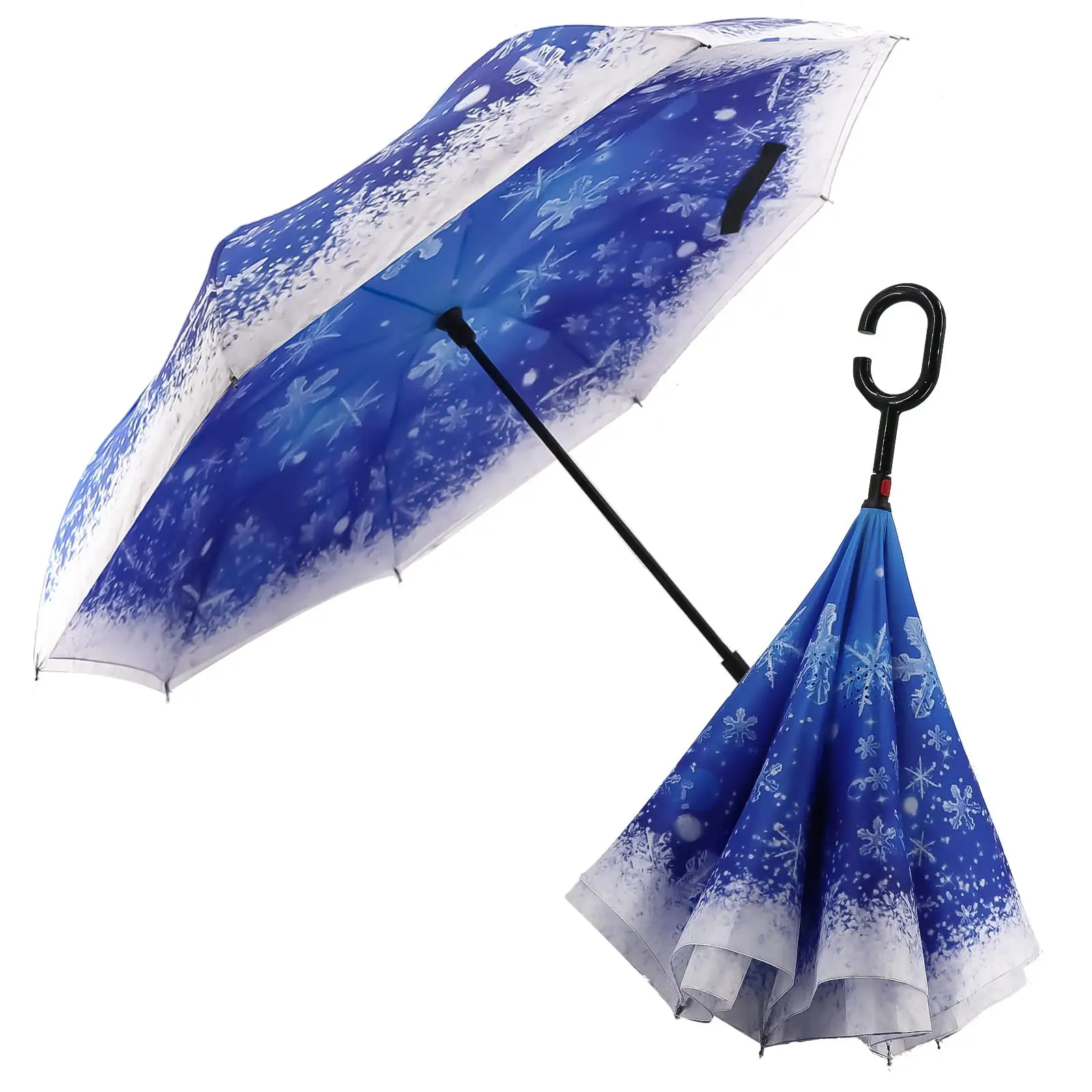 Atacado Custom Double Layer Invertido Reverso Umbrella inverso com C-Shaped Handle Anti-UV impermeável Windproof guarda-chuvas