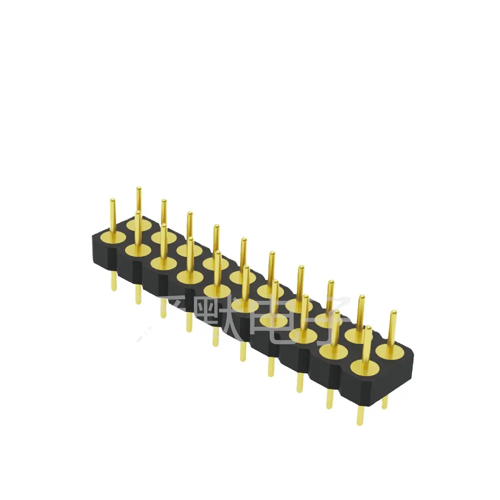 Buena calidad 2,54mm agujero redondo doble aguja H1.9 doble fila L7.65 tablero elevado Pin Header conectores