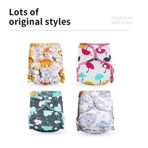 Happyflute Fluff Pulp Diapers Baby <strong>Cloth</strong> <strong>AIO</strong> Adjustable Reusable Diapers Baby Newborn Nappies - Product Image 5