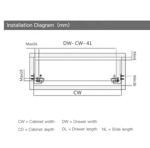 3 Fold <strong>Push</strong> to <strong>Open</strong> Hidden Telescopic <strong>Rails</strong> Soft Close Undermount Concealed Drawer <strong>Slide</strong> - Product Image 6