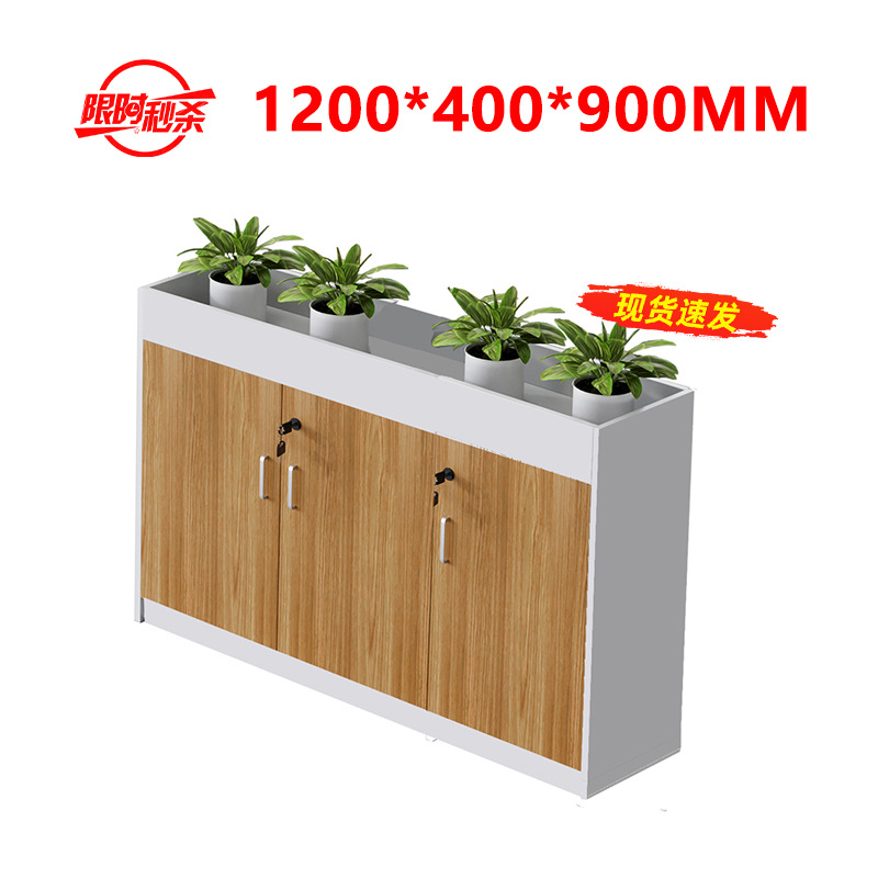 3-door white flower tank cabinet