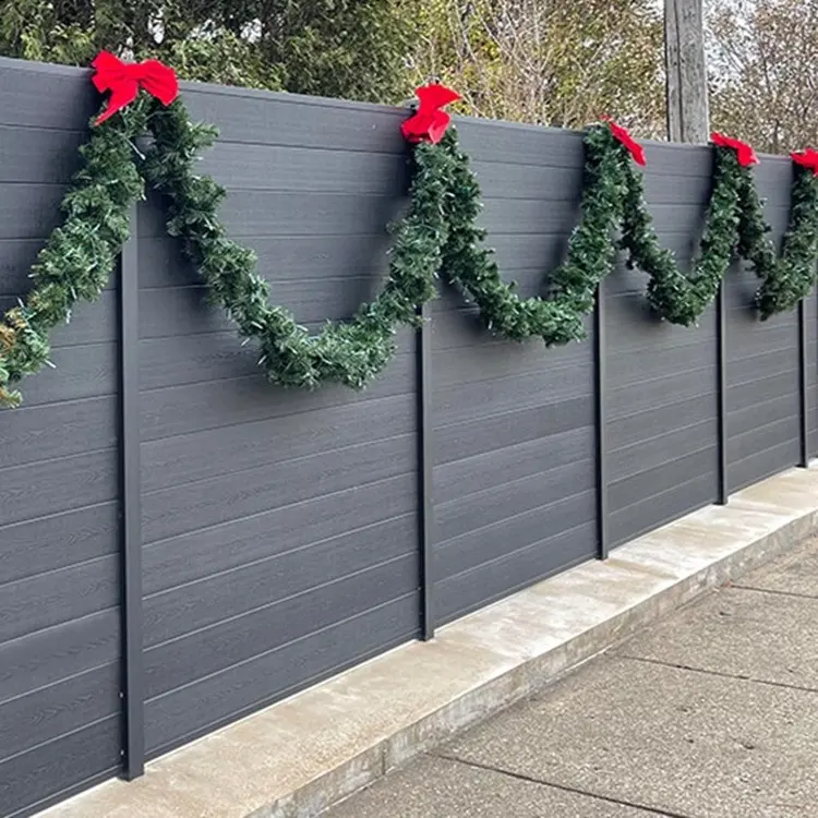 Pannelli di recinzione in wpc da giardino per la privacy in legno composito di sicurezza con pali in alluminio metallico recinzione traliccio e cancelli