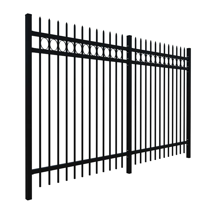 Panel pagar besi pagar baja galvanis tinggi 7 kaki untuk taman panel pagar logam rakitan mudah tempa