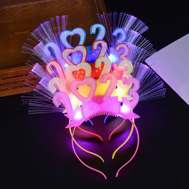 Ano Novo Headband LED Headband Decoração De Natal 2023 Novidades Natal Acessórios Para Cabelo Traje Cosplay Festa Ornamentos