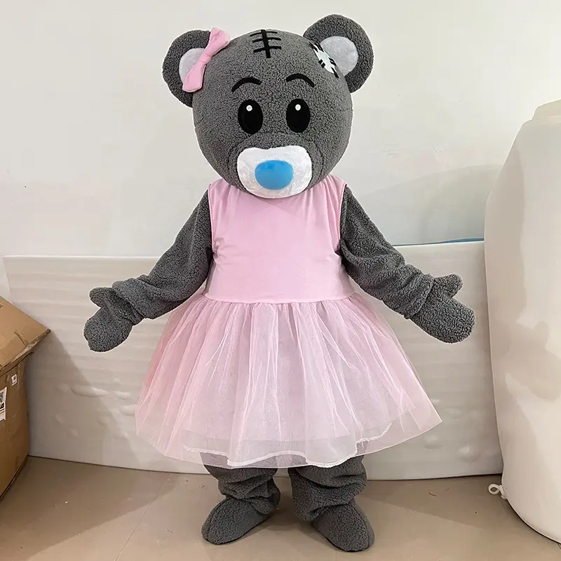 Funtoys Wedding Pink Dress Teddy Bear Casal Mascote Costume Custom Plush Party Natal Comercial Dia dos Namorados para Adultos