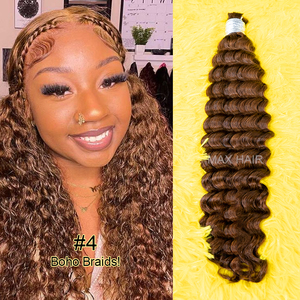Virgin 100g Boho Braids Human Hair Braiding Extensions Unprocessed Deep Wave Bulk Human Hair <strong>Bundles</strong> for Braiding Wet and Wavy