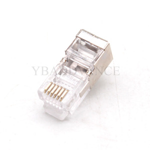 模块化插头长体电话线屏蔽公RJ12 6P6C连接器 - Product Image 1